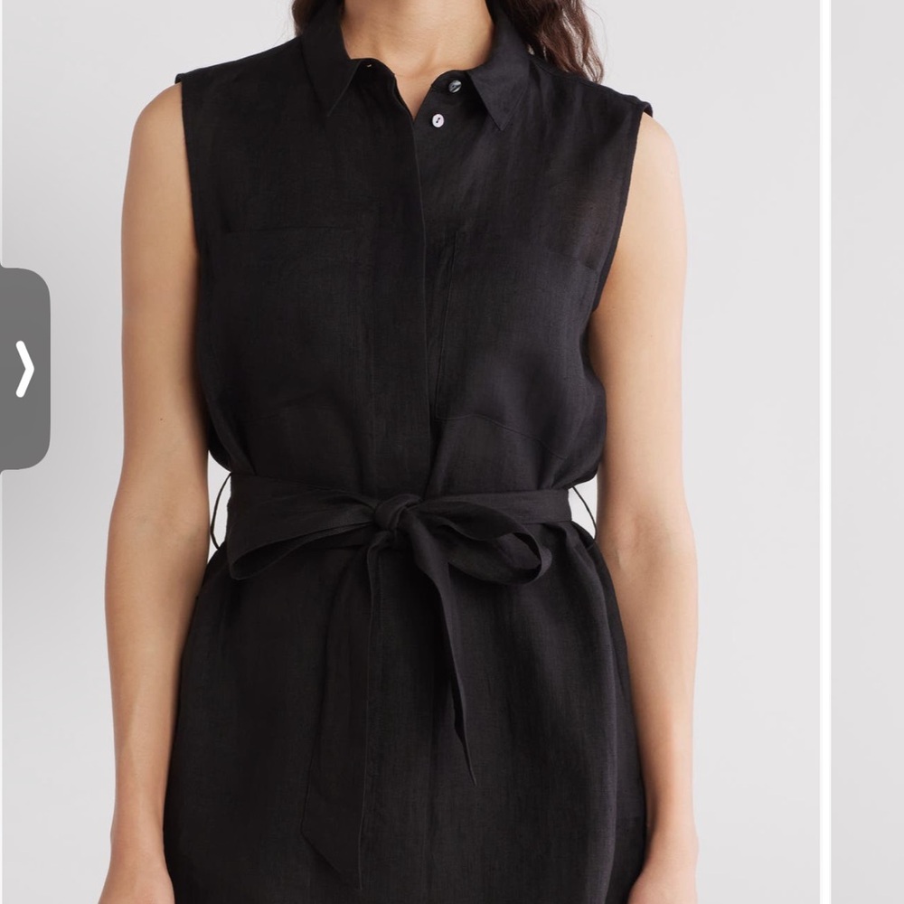 Theory Black Sleeveless Sheath Top with Dress Shirt Collar